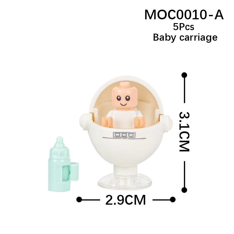 MOC0010-A MOC0011-A City Series Baby Carriage Set Building Blocks Bricks Kids Toys for Children Gift MOC Parts