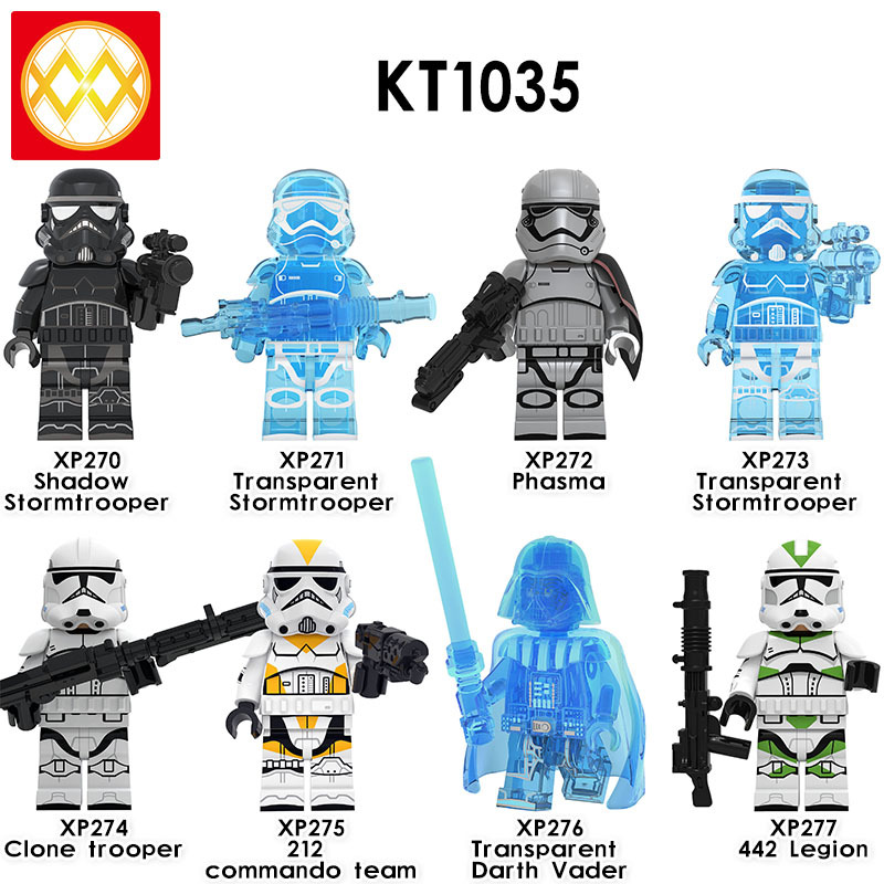 KT1035 Star Wars shadow stormtroopers Transparent Stormtrooper Phasma clone troopers Commando Darth Vader 442 Corps Building Blocks Kids Toys