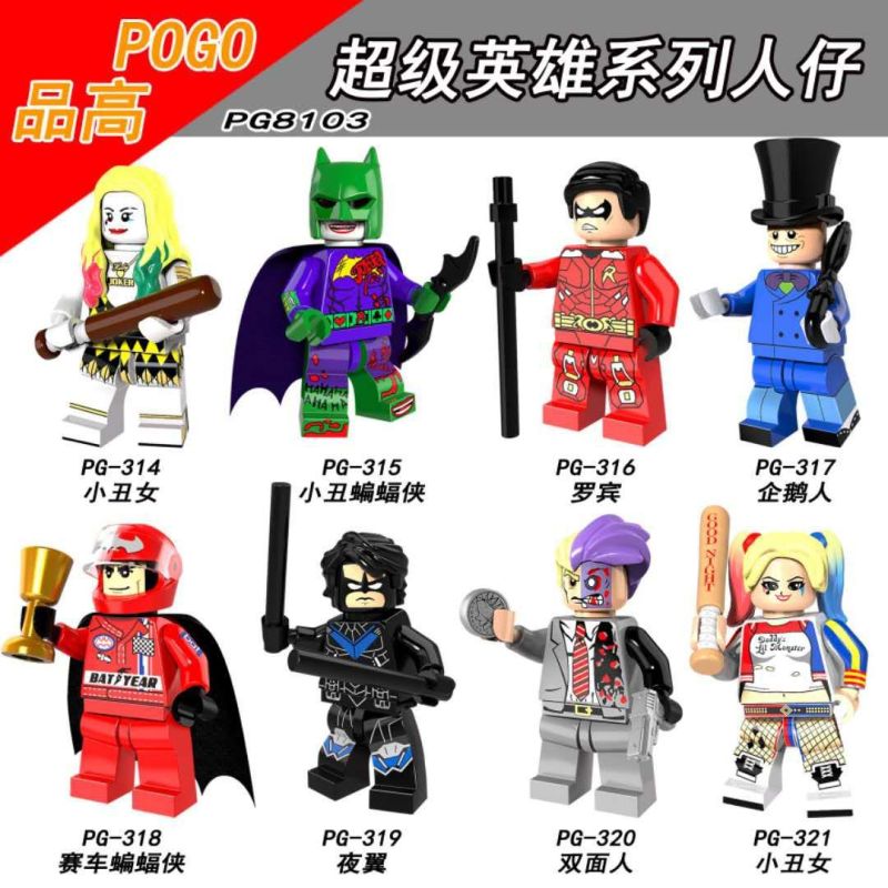 PG8103 Movie Super Hero Harley Quinn Batman Robin Nightwing Two-Face Action Figure Building Blocks Kids Toys