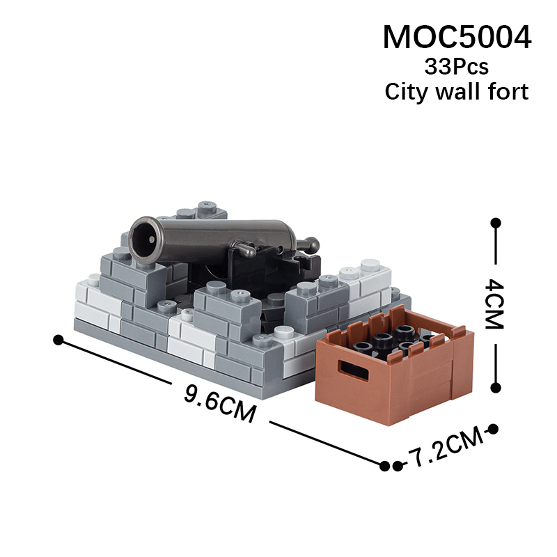 MOC5004 Military Series City Wall Fort Building Blocks Bricks Kids Toys for Children Gift MOC Parts