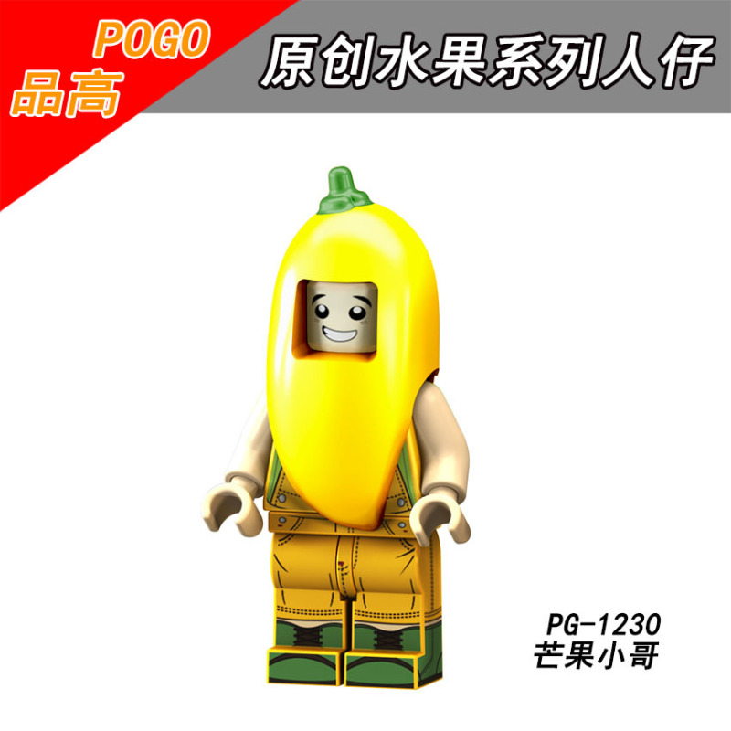 PG8113 Cartoon Fruit Series Pineapple Strawberry Peanut Chili Mango Mr. Eggplant Watermelon Action Figure Building Blocks Kids Toys