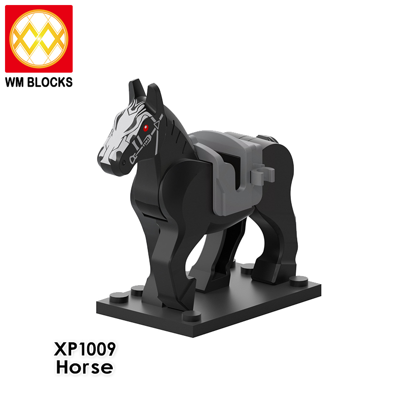 XP1007-1010 New Medieval Knight Horse Ring Horse Brown Military Horse Mount Assemble Figures Building Blocks Gift Children Toys