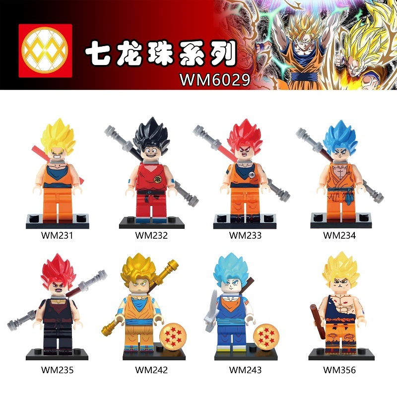 WM6029 Dragon Ball Orange Dress Yellow Hair Son Goku Building Blocks Figures Toys for Children