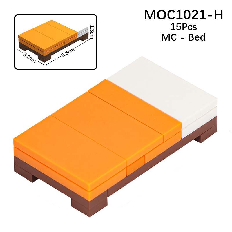 MOC1021 My World Minecraft Bed Building Blocks Bricks Kids Toys for Children Gift MOC Parts