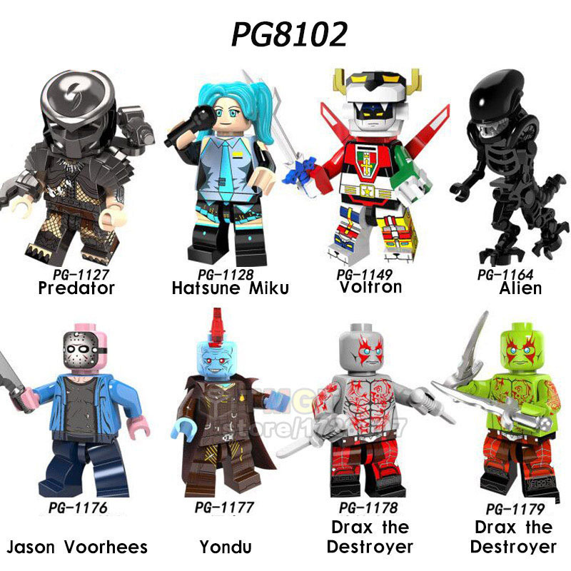 PG8102 Movie Series Predator Hatsune Miku Voltron Alien Jason Voorhees Yondu Drax Action Figure Building Blocks Kids Toys