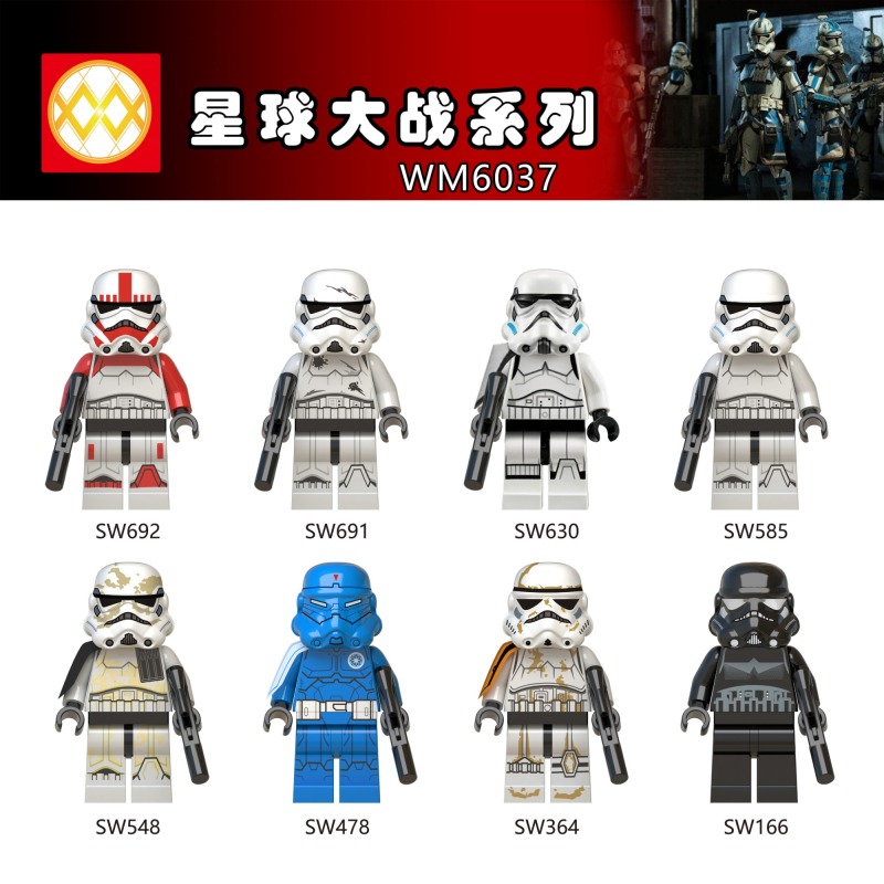 WM6037 Clone Trooper Shock Shadow Trooper Sandtrooper Military Stormtroopers Action Figures Building Blocks Toys for Children