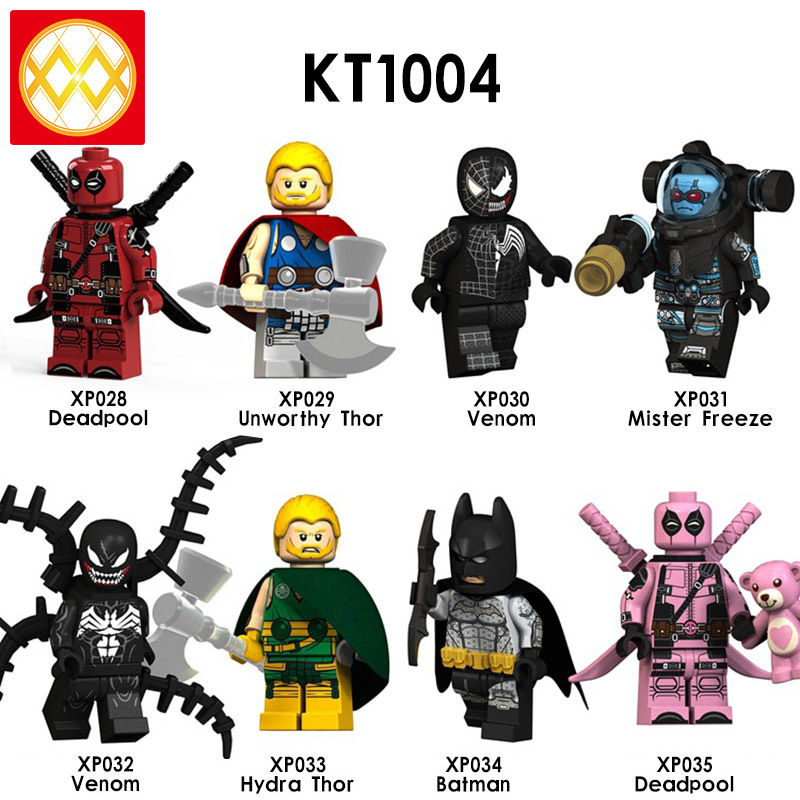 KT1004 Deadpool Unworthy Thor Venom Mister Freeze Hydra Thor Batman Movie Figures Super Hero Building Blocks Kids Toys