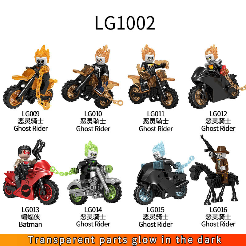 LG1002 Super Heroes Jason Hiker Ghost Rider With Motorcycle Red Hood Mini Building Blocks Action Figures For Children Model Toys