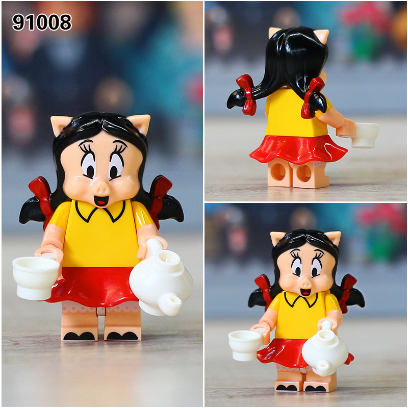 91001-91006 91007-91012 New Cartoon Anime Petunia Porky Pig Tasmanian Devil Mini Looney Tunes Mini Building Blocks Action Figures Kids Toys