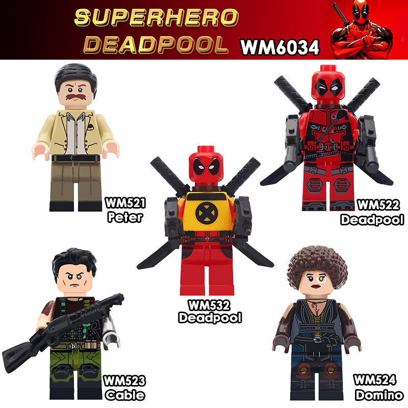 WM6034 Model Movie Dead pool 2 Super Heroes Domino Electric Cable Peter Armed Wade Winston Building Blocks Children Toys Gift