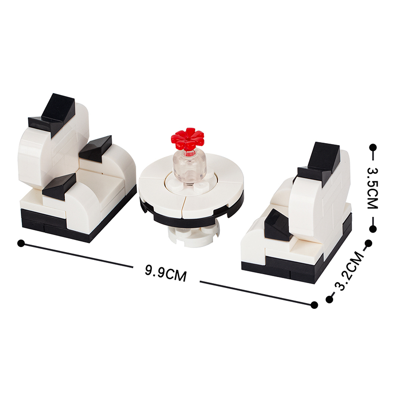 MOC4032 City Series Black and White Sofa Building Blocks Bricks Kids Toys for Children Gift MOC Parts