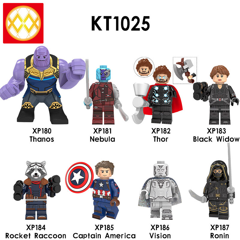 KT1025 Thanos Nebula Thor Black Widow Rocket Raccoon Captain America Vision Ronin Building Blocks Kids Toys