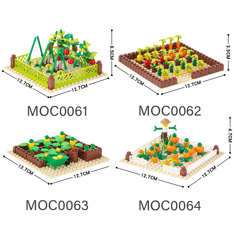 MOC0061-0064 Farm Series Vegetable Field Ornament Building Blocks Bricks Kids Toys for Children Gift MOC Parts