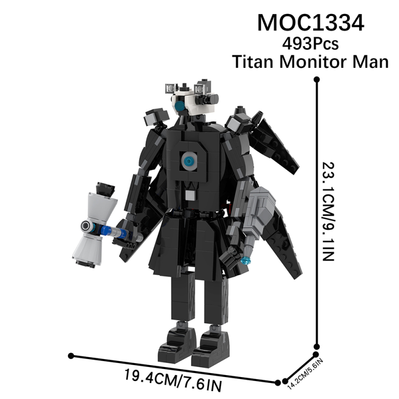 MOC1334 Creativity series Skibidi Toilet Game Titan Monitor Man Character Model Building Blocks Bricks Kids Toys for Children Gift MOC Parts
