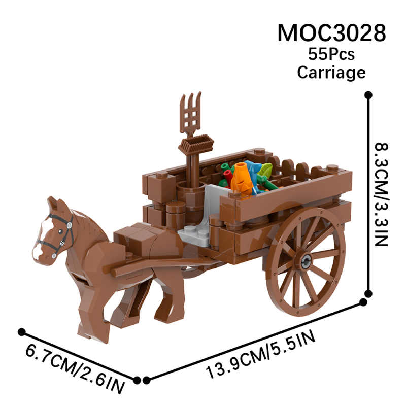 MOC3028 Farm Series Agricultural Vehicle carriage Building Blocks Bricks Kids Toys for Children Gift MOC Parts