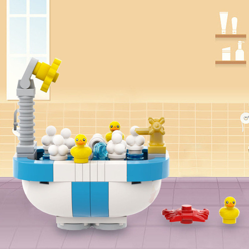 MOC4100 City Series Little Yellow Duck Bathtub Building Blocks Bricks Kids Toys for Children Gift MOC Parts
