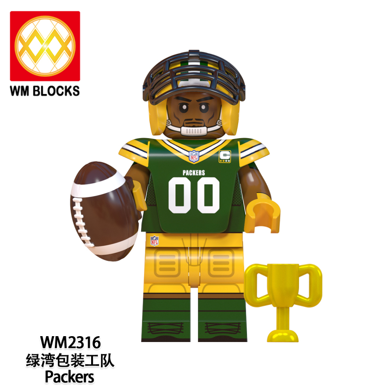 WM6134 Baseball Player celebrity  Pittsburgh Steelers Los Angeles Rams Tampa Bay Pirates Miami Dolphins New York Giants Green Bay Packers New York Jets Minnesota Vikings Action Figure Building Blocks Kids Toys