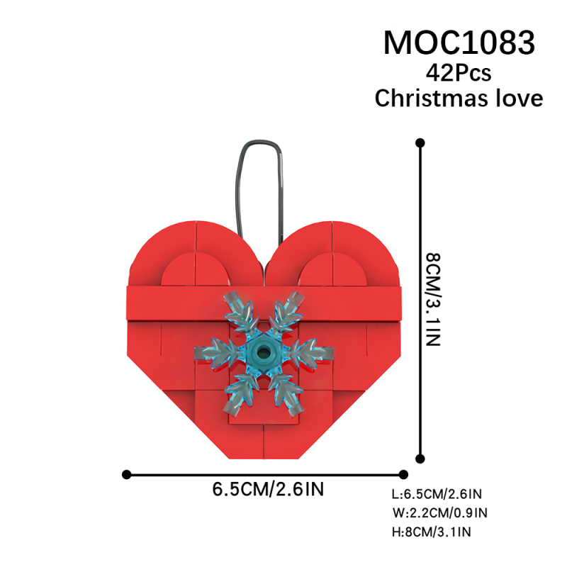 MOC1083 Christmas Series Heart Pendant Decoration Building Blocks Bricks Kids Toys for Children Gift MOC Parts