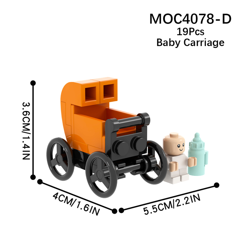 MOC4078 City Room Furniture Colorful Baby Carriage With Baby Milk Bottle Building Blocks Bricks Kids Toys for Children Gift MOC Parts