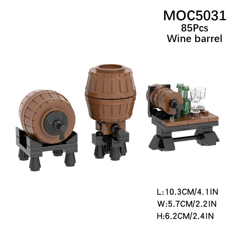 MOC5031 Medieval Oak Barrels Wine Storage Container Building Blocks Bricks Kids Toys for Children Gift MOC Parts 