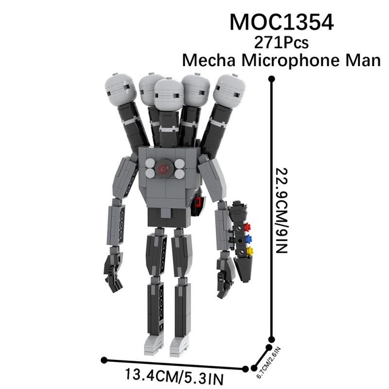 MOC1354 Creativity series Skibidi Toilet Game Mechanical Microphone Man Character Model Building Blocks Bricks Kids Toys for Children Gift MOC Parts