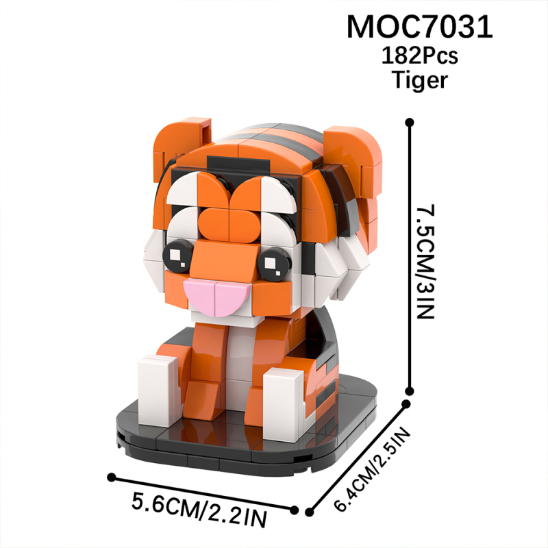 MOC7031 Creativity series 3D Animal Tiger Brickheadz Building Blocks Bricks Kids Toys for Children Gift MOC Parts