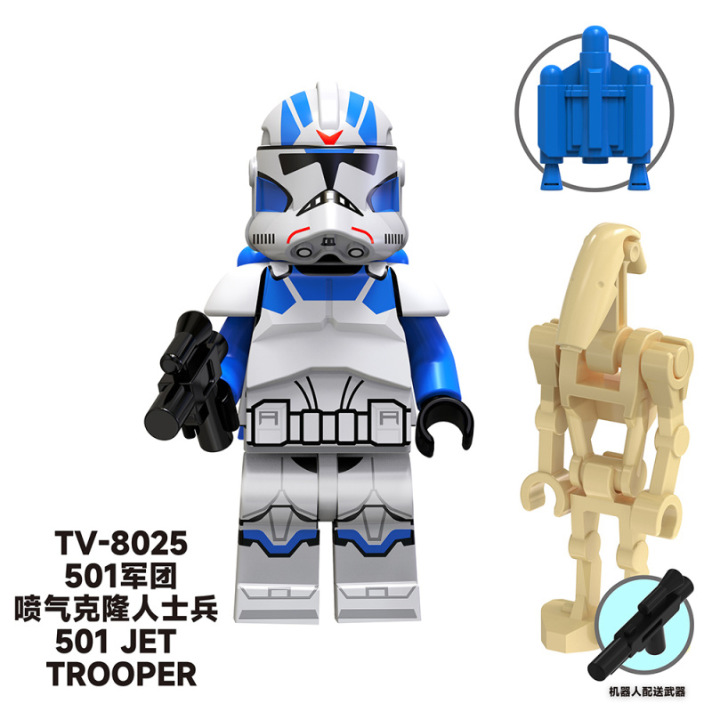 TV6104 Star Wars Movie Series Darth Maul Obi-Wan 501 Jet Trooper 501Clone Trooper Commander Bacara Clone-medic CT-6116 Kix Rey Kylo Ren Action Figure Building Blocks Kids Toys