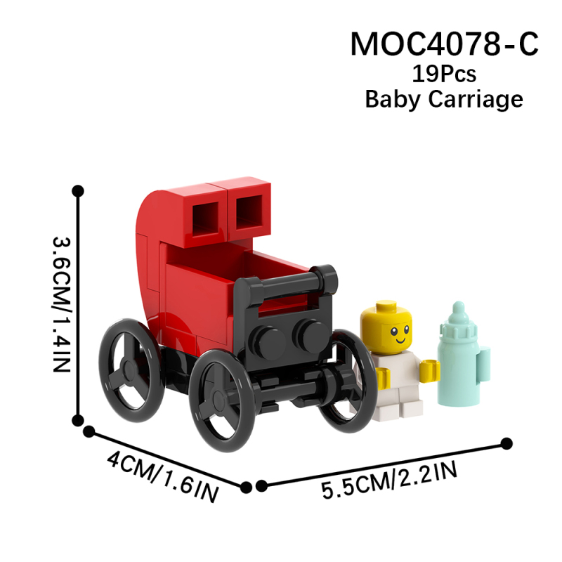 MOC4078 City Room Furniture Colorful Baby Carriage With Baby Milk Bottle Building Blocks Bricks Kids Toys for Children Gift MOC Parts