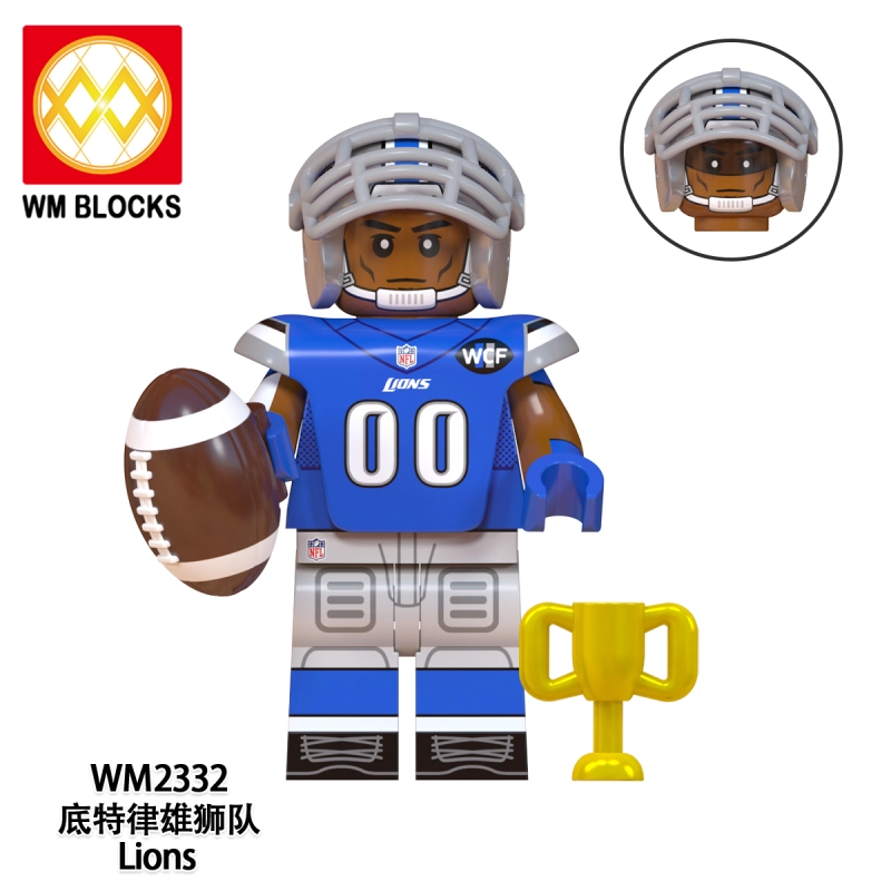 WM6136 Athletes Chargers Cardinals Texans Panthers Raiders Lions Washington Jaguars Action Figure Building Blocks Kids Toys