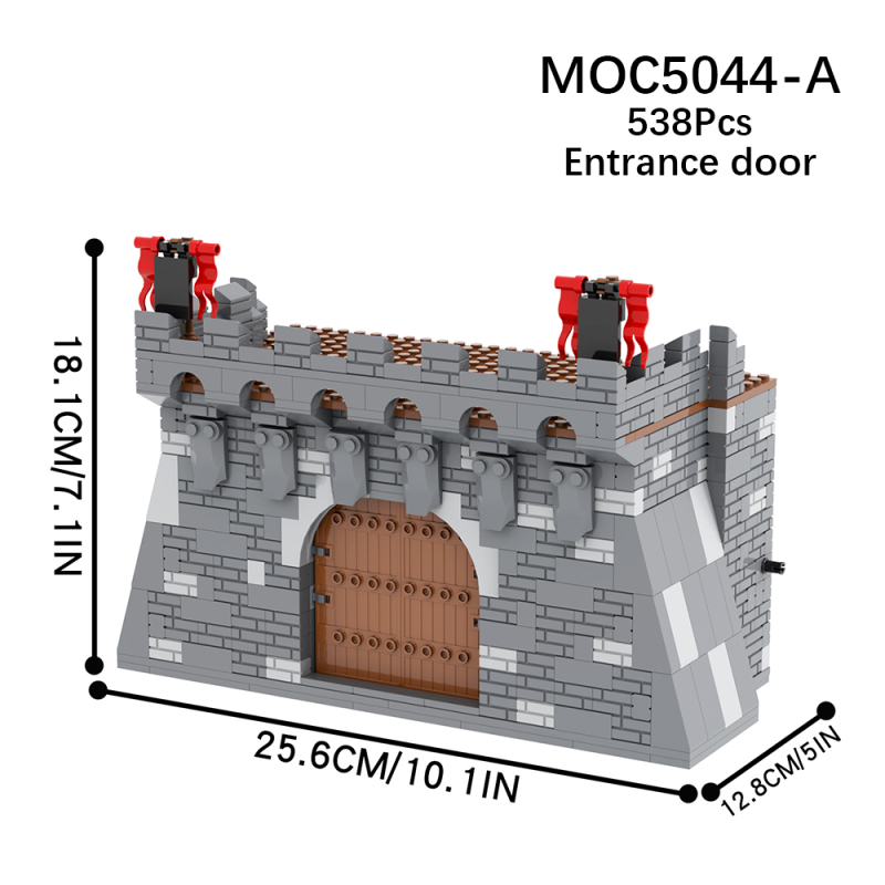 MOC5044 Military Series Ancient city wall Gate Main attic Attic wall Battle Drum City Wall Model Building Blocks Bricks Kids Toys for Children Gift MOC Parts