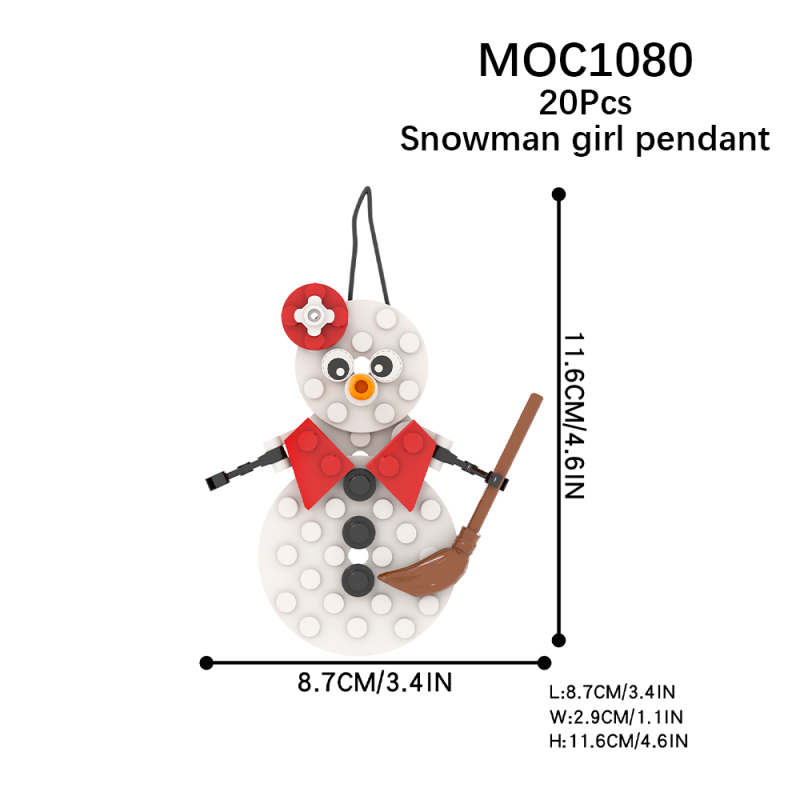 MOC1080 Creativity series Christmas Snowman Girl Pendant Building Blocks Bricks Kids Toys for Children Gift MOC Parts