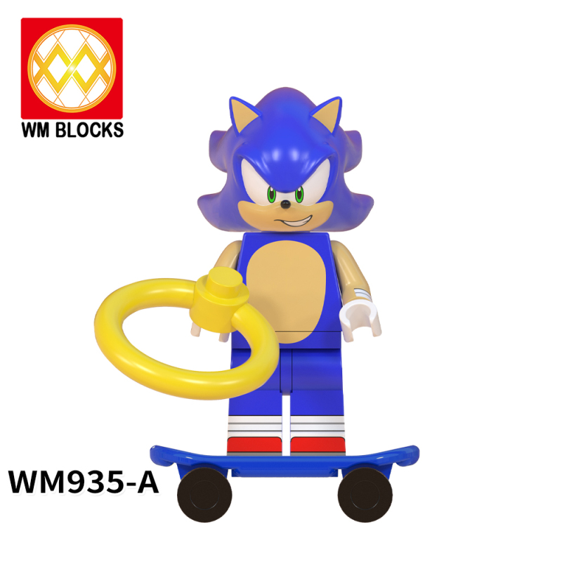 WM6086-A Game Series Sonic Amy Rose Shadow Metal Sonic Nakkurusu Teirusu Silver Super Sonic Action Figure Building Blocks Kids Toys