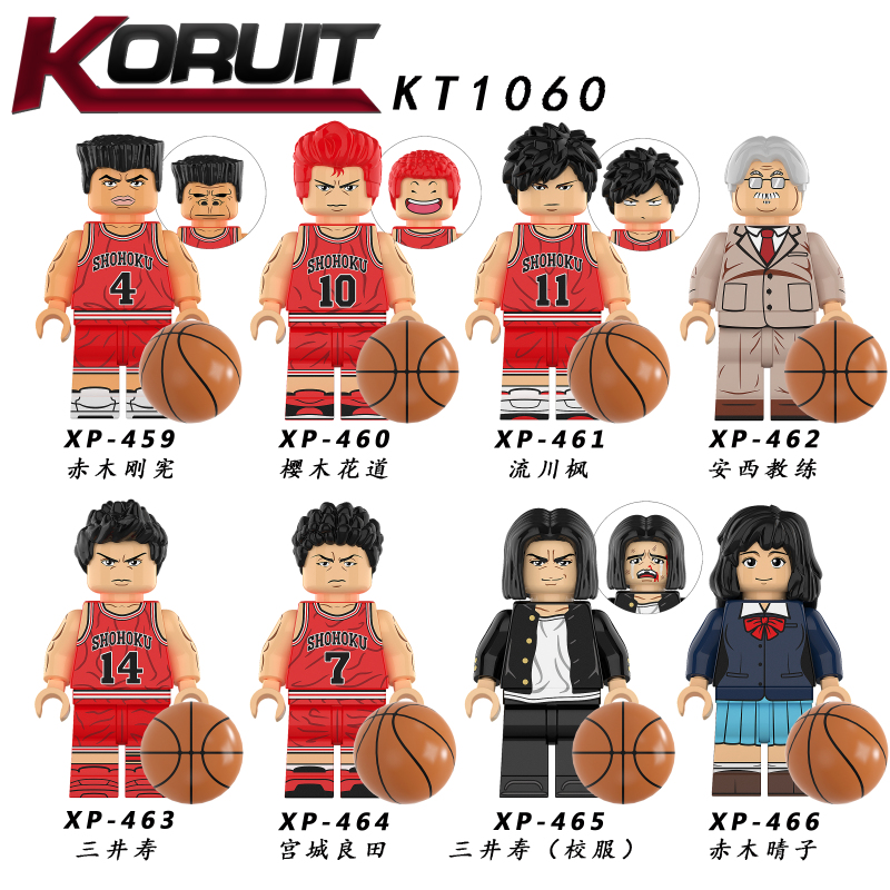 KT1060 Anime SLAM DUNK Akagi Takenori Sakuragi Hanamichi Kaede Rukawa Mitsuyoshi Anzai Hisashi Mitsui Miyagi Ryota Haruko Akagi Action Figure Building Blocks Kids Toys