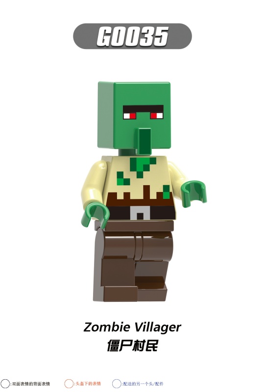 G0105 Minecraft Game Series Diver Tamer Zombie Villager Zombie Ninja Fox Rogue Nether Adventurer Action Figure Building Blocks Kids Toys