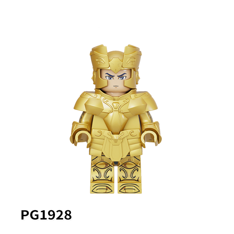 PG8299 PG8300 Saint Fighter Aries Mu Taurus Aldebaran Gemini Cancer Death Mask Leo Aiolia Virgo Shaka Libra Dokho Scorpio Milo Capricorn Shura Aquarius Camus Pisces Aphrodite Sagittarius Aiolos Action Figures Building Blocks Kids Toys