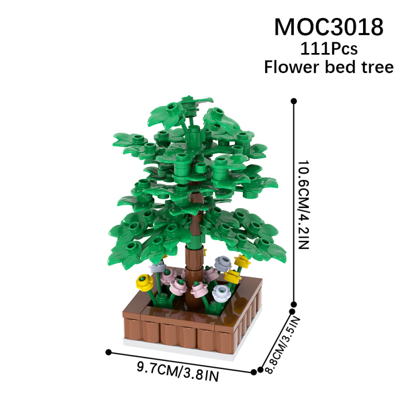 MOC3018 City Series Flower Bed Tree Decoration Building Blocks Bricks Kids Toys for Children Gift MOC Parts