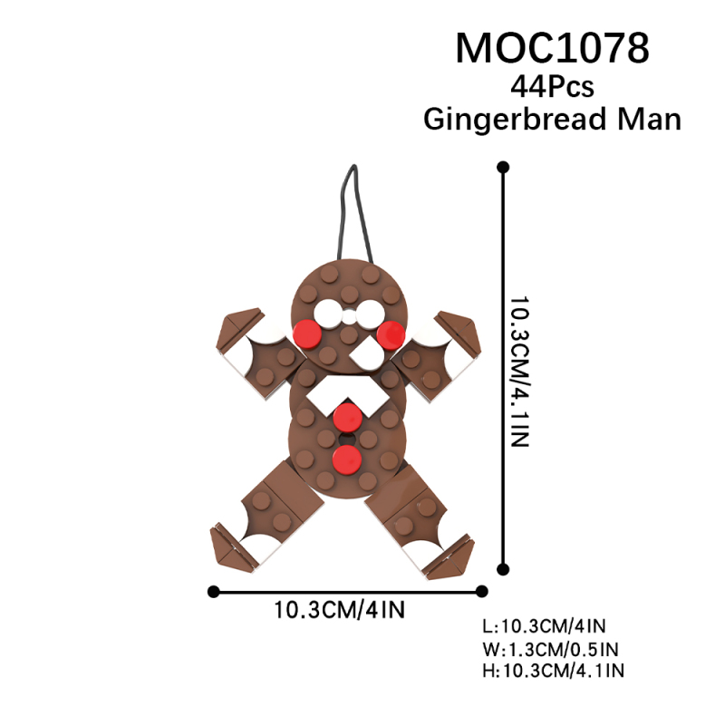 MOC1078 Christmas Series Gingerbread Man Pendant Building Blocks Bricks Kids Toys for Children Gift MOC Parts