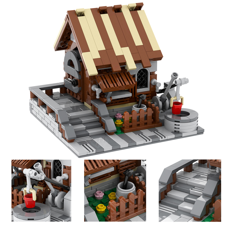 MOC5018 Military Series Medieval Cabin Building Blocks Bricks Kids Toys for Children Gift MOC Parts