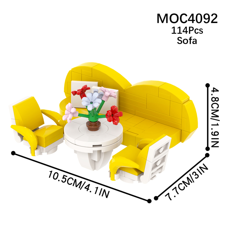 MOC4092 City Series Sofa Set Model Building Blocks Bricks Kids Toys for Children Gift MOC Parts