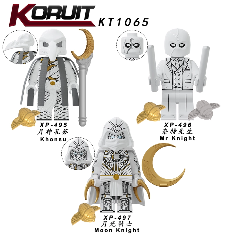 KT1065 Marvel Super Hero Moon Knight Khonsu Action Figure Building Blocks Kids Toys