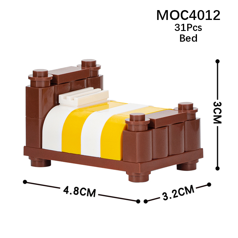 MOC4008 Bedroom home furniture single bed double bed bedside table lamp Building Blocks Bricks Kids Toys for Children Gift MOC Parts