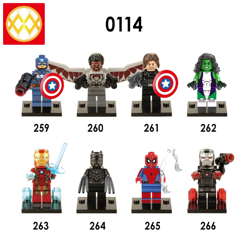 X0114 Marvel Movie Captain America Falcon Winter Soldier She-Hulk Iron Man Black Panther Spider-Man War Machine Action Figure Building Blocks Kids Toy