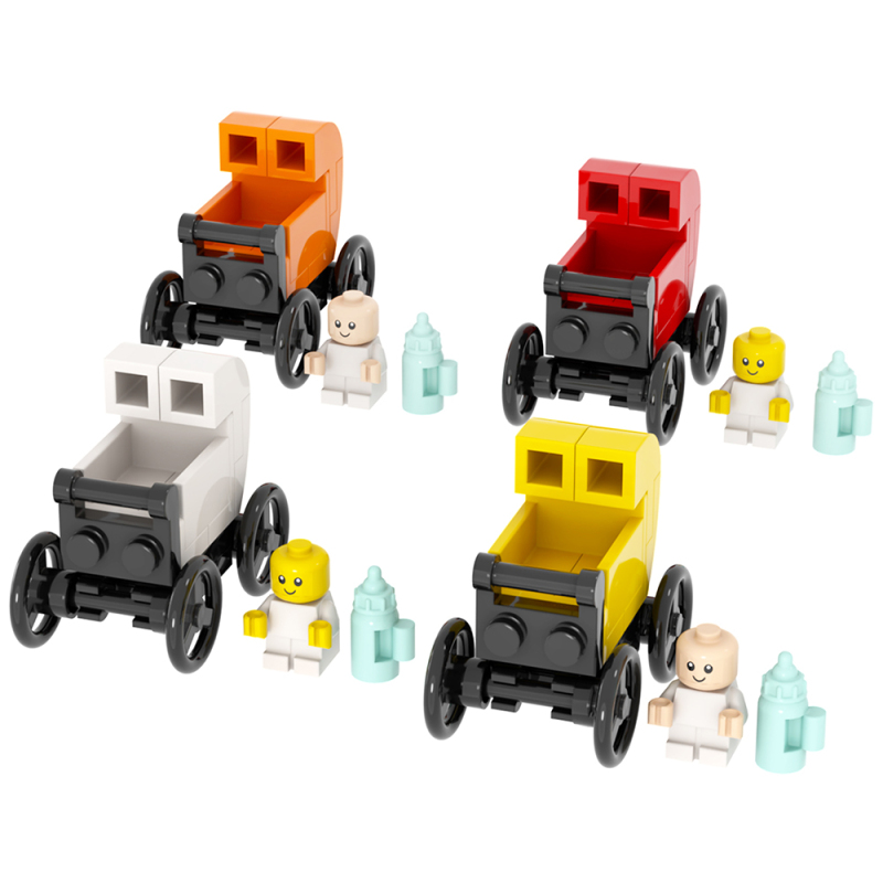 MOC4078 City Room Furniture Colorful Baby Carriage With Baby Milk Bottle Building Blocks Bricks Kids Toys for Children Gift MOC Parts