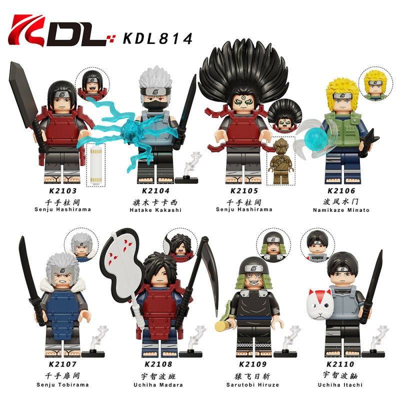 KDL814 Anime NARUTO Senju Hashirama Hatake Kakashi Namikaze Minato Senju Tobirama Uchiha Madara Sarutobi Hiruze Uchiha Itachi Action Figure Building Blocks Kids Toys