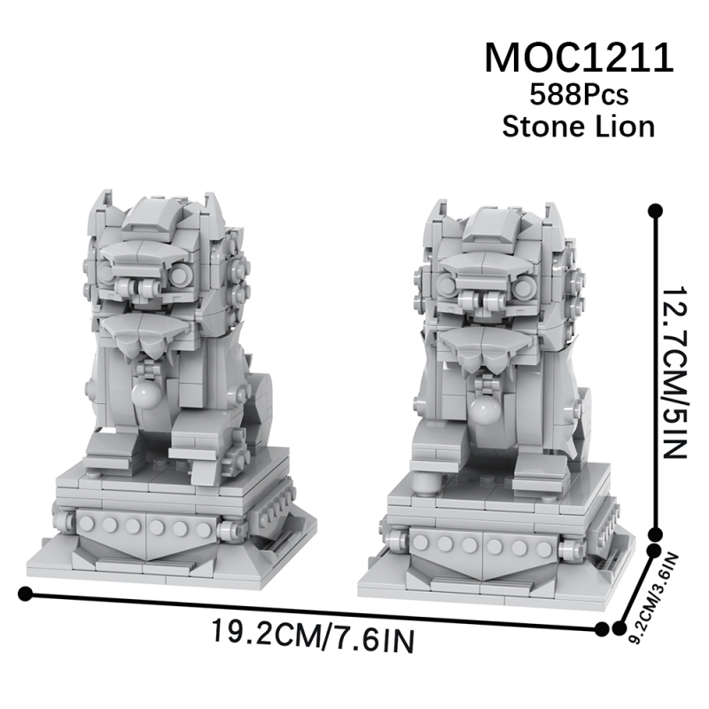 MOC1211 Creativity series Stone Lion Decoration Model Building Blocks Bricks Kids Toys for Children Gift MOC Parts
