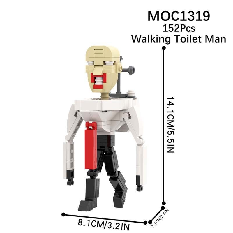 MOC1319 Creativity series Skibidi Toilet Game Walking Toilet Man Character Model Building Blocks Bricks Kids Toys for Children Gift MOC Parts