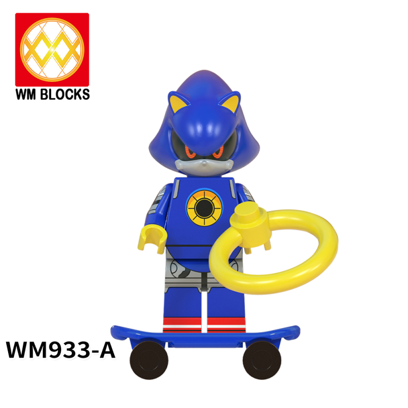 WM6086-A Game Series Sonic Amy Rose Shadow Metal Sonic Nakkurusu Teirusu Silver Super Sonic Action Figure Building Blocks Kids Toys