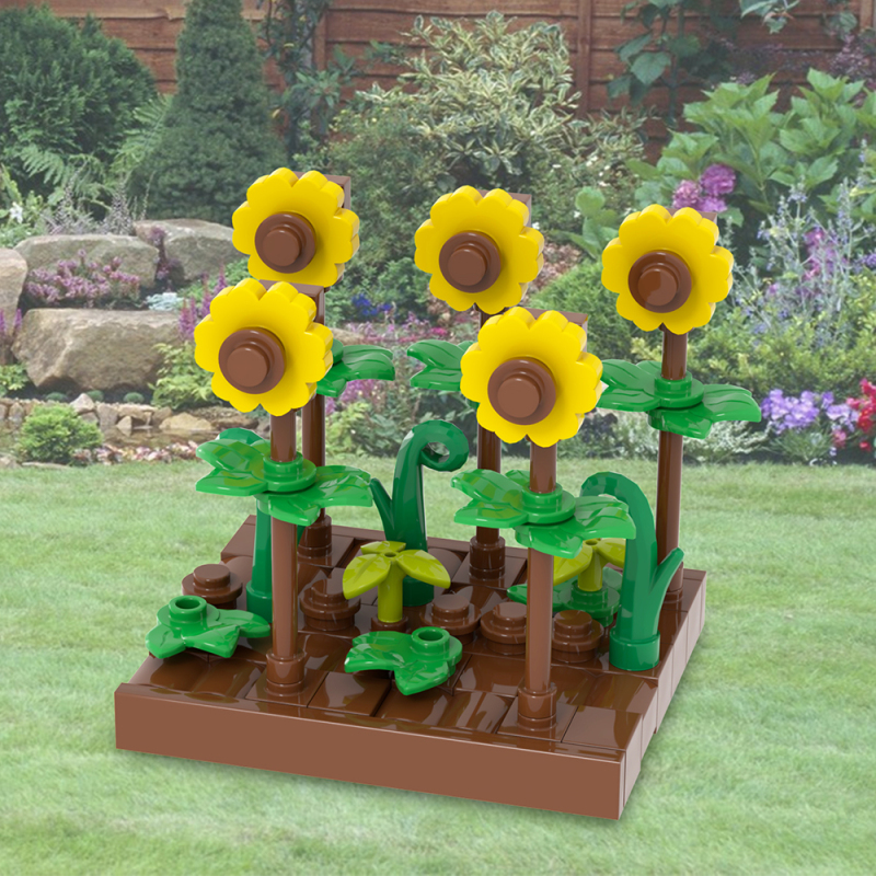 MOC3030 Farm Series Sunflower field Plants Model Building Blocks Bricks Kids Toys for Children Gift MOC Parts