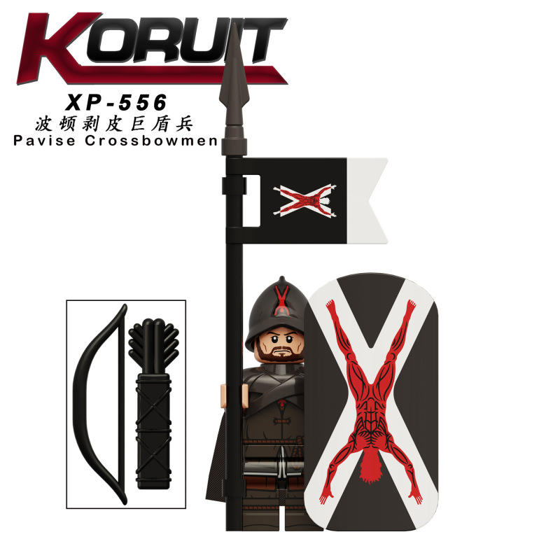 KT1073 Military Middle Ages Wars Movie & TV Action Figures Valley Knight Pavise Crossbowmen Ailin Guard Elite Soldiers Compatible with MiniFigs Building Blocks Kids Toys Gift Koruit