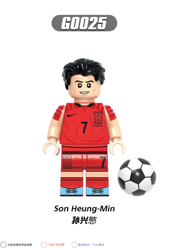 G0104 Athletes Sun Heung Min Virgil Eriksen Su a rez Lewandowski Raul Pedri Kane Action Figure Building Blocks Kids Toys